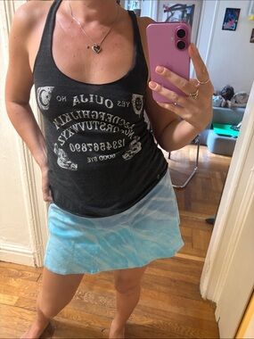 Graphic Black Racerback Tank with Vintage Ouija Print